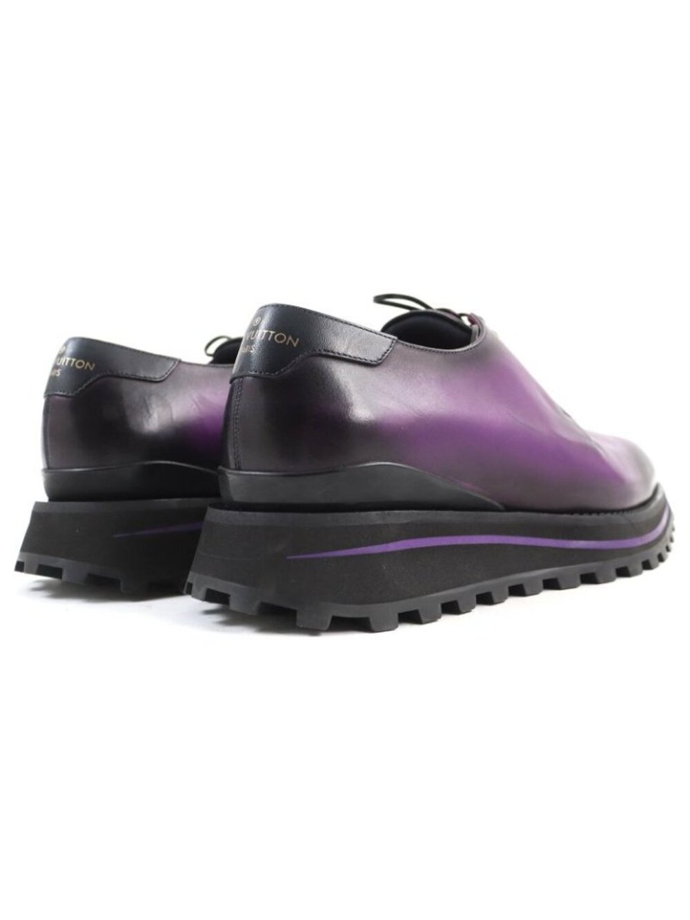 Louis Vuitton Congres Line Plain Toe Derby Shoes Leather Purple Gradient - Picture 6 of 14